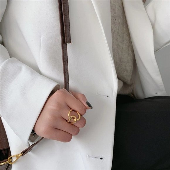 *Gold/Sterling Silver Knot Cross Adjustable Ring - Picture 2 of 15